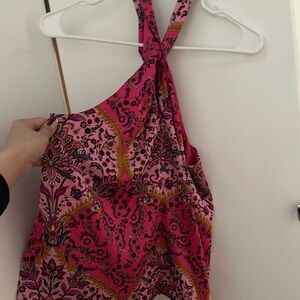Rachel Zoe Pink and Purple Paisley Halter Top